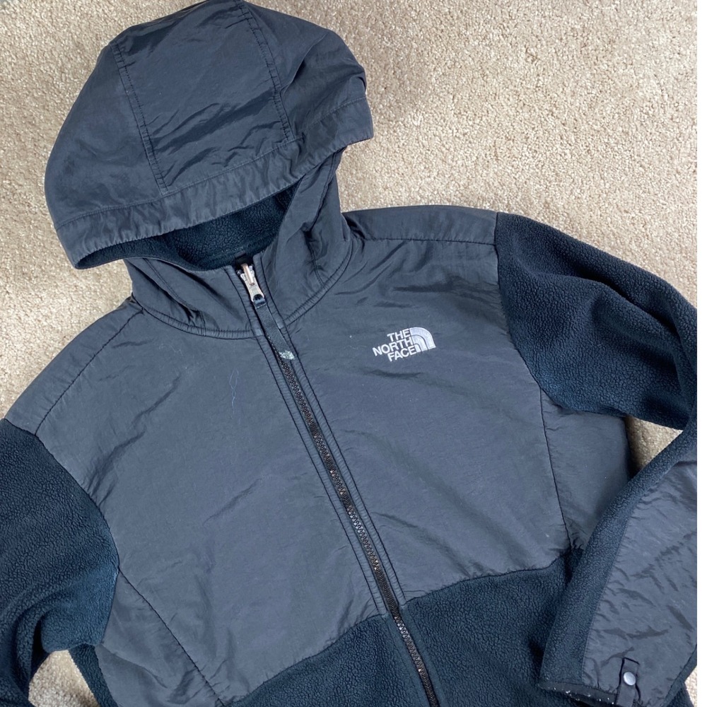 The North Face Girls XL Denali Fleece Hooded Jacket‎ Black Full Zip 18/20